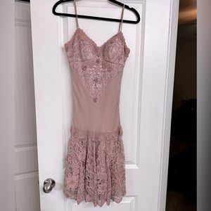 Dusty pink, vintage, beaded gown